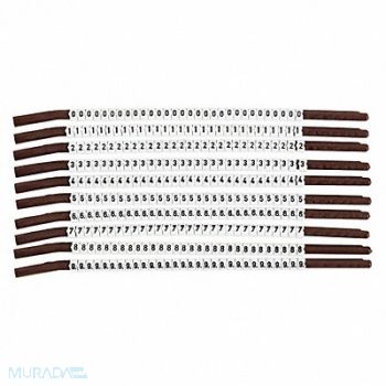 BRADY Clip Sleeve Wire Mrkrs 0-9 Blk/Wht PK10, 43ZH10