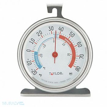 TAYLOR Refrigerator/Freezer Thermometer 3 Dial, 444C64
