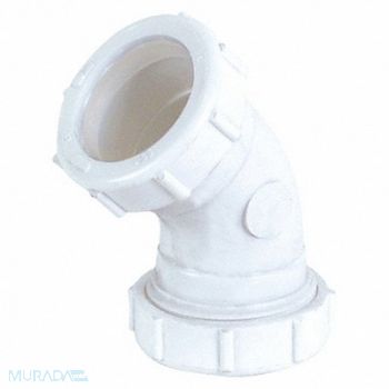 GRAINGER APPROVED Elbow 45 Deg Wht Drain Slip Connection, 444J35