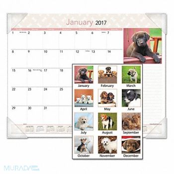 AT-A-GLANCE Monthly Desk Calendar Puppies, 44NR26