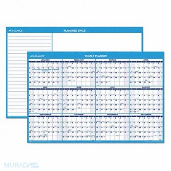 AT-A-GLANCE Erasable Yearly Wall Calendar Blue, 44NR58