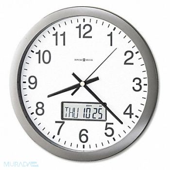 HOWARD MILLER Clock Wall Lcd Day/Dte Gray, 44NZ11