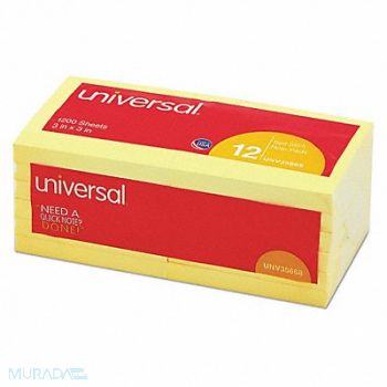 UNIVERSAL Note Stick-It 3 x3 Yllw PK12, 44PG67