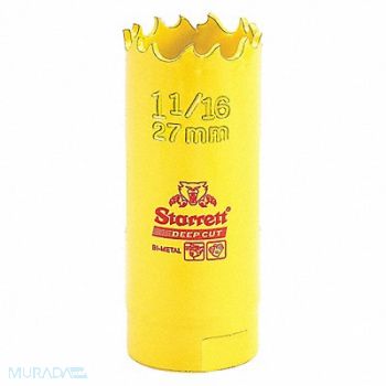 STARRETT Bi-Metal Deep Cut Hole Saw 1-1/16 27mm, 44WD22