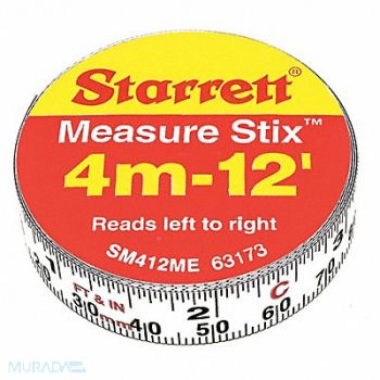 STARRETT Measuring Stick 1/2 x12ft.Metric/English, 44WG47