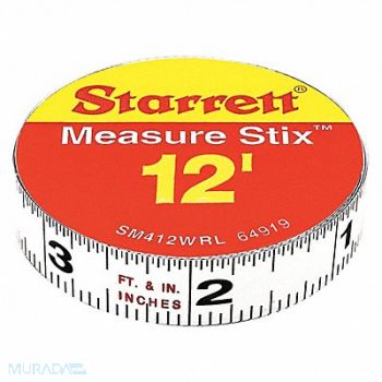 STARRETT Measuring Stick 1/2 x12ft RightLeft Read, 44WG49
