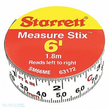 STARRETT Measuring Stick 3/4 x6ft. Metric/English, 44WG52