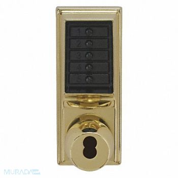 KABA SIMPLEX Push Button Lockset Bright Brass Knob, 44ZY53