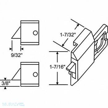 GRAINGER APPROVED Slide Latch Tilt Window 27/64 L, 451J16