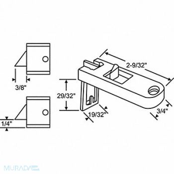 GRAINGER APPROVED Slide Latch Tilt Window 2-9/32 L, 451J17