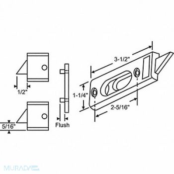 GRAINGER APPROVED Tilt Slide Latch Tilt Window 3-1/2 L, 451J21
