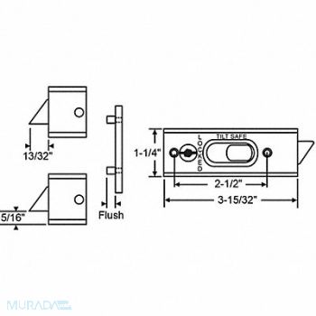 GRAINGER APPROVED Tilt Slide Latch Tilt Window 3-15/32 L, 451J22