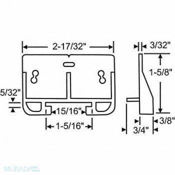 GRAINGER APPROVED Drawer Track Guide 1-1/4 H, 451J90