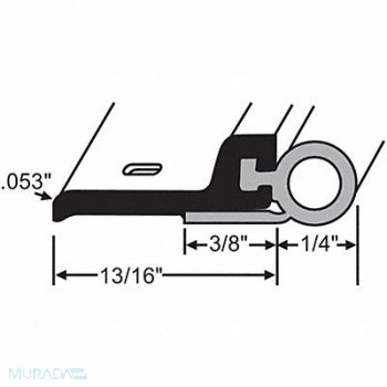 GRAINGER APPROVED Weatherstrip Hollow Bulb Insert 84 L, 451K17