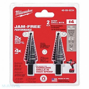 MILWAUKEE Drill Bit Set 3/16 /7/8 Bit Sizes PK2, 451N44