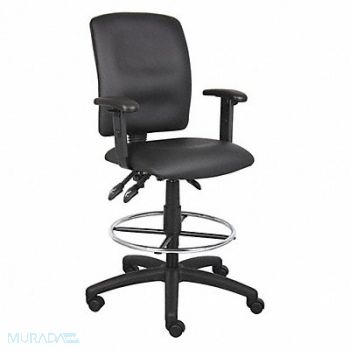 GRAINGER APPROVED Drafting Chair Adj. Arms Leather Seat, 452R14