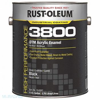 RUST-OLEUM J6597 Acrylic Enamel Coating Black 1 gal Can, 454H19