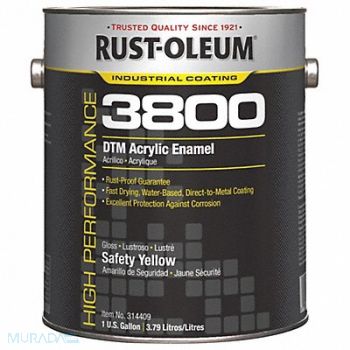 RUST-OLEUM J6597 Acrylic Enamel Coating SafetyYellow 1gal, 454H21