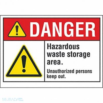 LYLE Hzrdous Waste Danger Lbl 7x10in Polyest, 62TH92