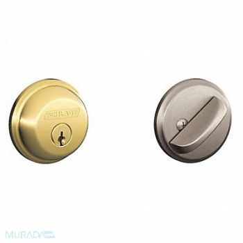 SCHLAGE RESIDENTIAL Deadbolt Bright Brass / Satin Nickel, 457F78