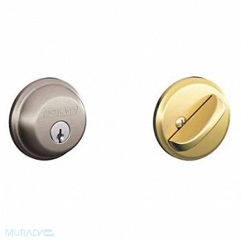 SCHLAGE RESIDENTIAL Deadbolt Bright Brass / Satin Nickel, 457F83
