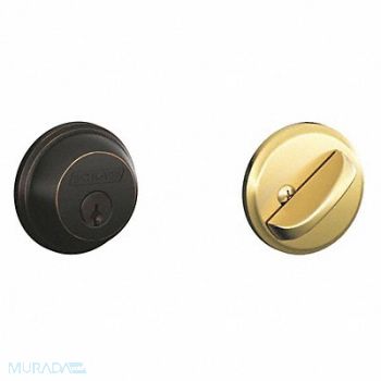 SCHLAGE RESIDENTIAL Deadbolt Aged Bronze / Bright Brass, 457F84