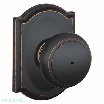 SCHLAGE RESIDENTIAL Knob Lockset Antique Bronze Privacy Gr 2, 457G79
