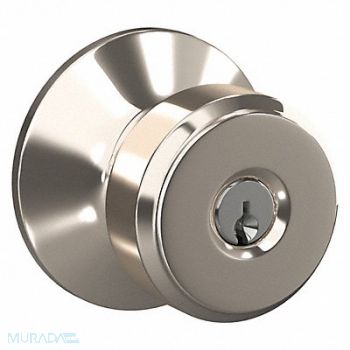 SCHLAGE RESIDENTIAL Knob Lockset Bright Nickel Entrance Gr 2, 457H01