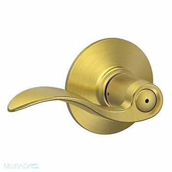 SCHLAGE RESIDENTIAL Door Lever Lockset Satin Brass Privacy, 457H72