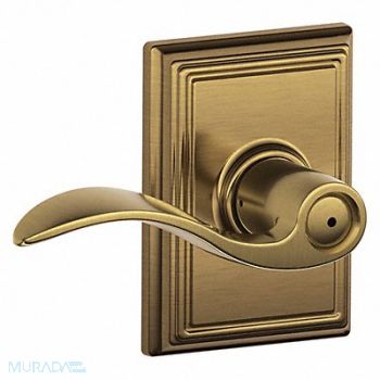 SCHLAGE RESIDENTIAL Door Lever Lockset Antique Brass Privacy, 457H73