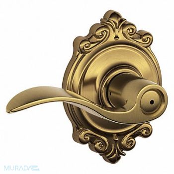 SCHLAGE RESIDENTIAL Door Lever Lockset Antique Brass Privacy, 457H74
