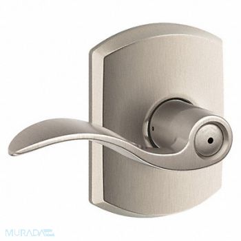 SCHLAGE RESIDENTIAL Door Lever Lockset Satin Nickel Privacy, 457H83