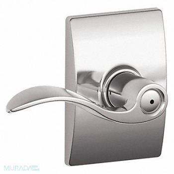 SCHLAGE RESIDENTIAL Door Lever Lockset Bright Chrome Privacy, 457H94