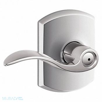 SCHLAGE RESIDENTIAL Door Lever Lockset Bright Chrome Privacy, 457H95