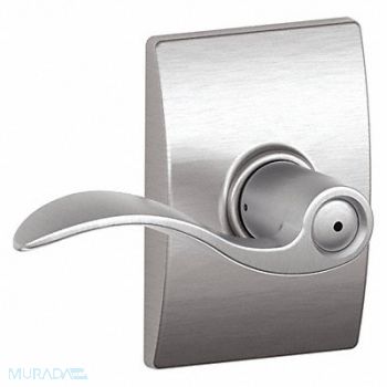 SCHLAGE RESIDENTIAL Door Lever Lockset Satin Chrome Privacy, 457H97