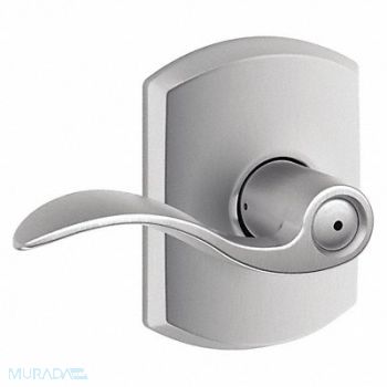 SCHLAGE RESIDENTIAL Door Lever Lockset Satin Chrome Privacy, 457H98