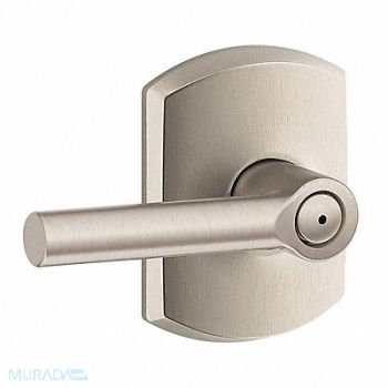 SCHLAGE RESIDENTIAL Door Lever Lockset Satin Nickel Privacy, 457J26