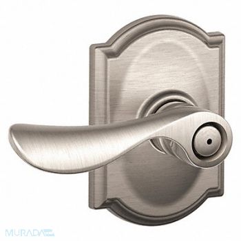SCHLAGE RESIDENTIAL Door Lever Lockset Satin Nickel Privacy, 457J41