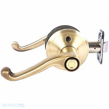SCHLAGE RESIDENTIAL Door Lever Lockset Satin Brass Privacy, 457J80