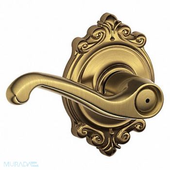 SCHLAGE RESIDENTIAL Door Lever Lockset Antique Brass Privacy, 457J82