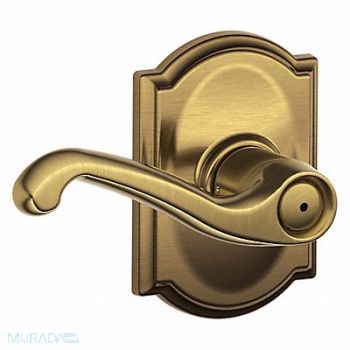 SCHLAGE RESIDENTIAL Door Lever Lockset Antique Brass Privacy, 457J83