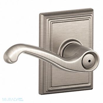 SCHLAGE RESIDENTIAL Door Lever Lockset Satin Nickel Privacy, 457J87