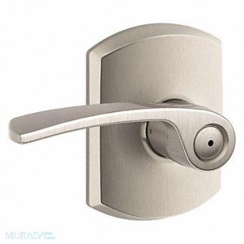 SCHLAGE RESIDENTIAL Door Lever Lockset Satin Nickel Privacy, 457K16