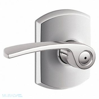 SCHLAGE RESIDENTIAL Door Lever Lockset Bright Chrome Privacy, 457K18