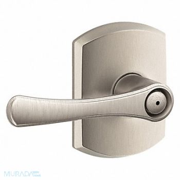 SCHLAGE RESIDENTIAL Door Lever Lockset Satin Nickel Privacy, 457K28