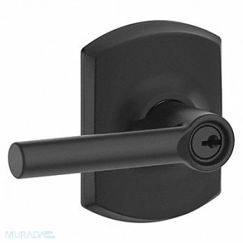 SCHLAGE RESIDENTIAL Lever Lockset Black Powder Coat Entrance, 457K36