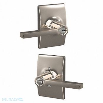 SCHLAGE RESIDENTIAL Lever Lockset Bright Nickel Entrance, 457K41