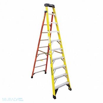 WERNER Stepladder 375 lb Load Cap. Fiberglass, 458R95