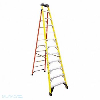 WERNER Stepladder 375 lb Load Cap. Fiberglass, 458R96