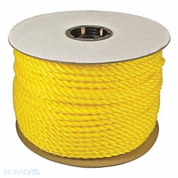 GRAINGER APPROVED Rope 600ft Yllw 1850lb. Polyprpylne, 45AV52